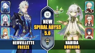 C0 Neuvillette Freeze  & C0 Nahida Burning - Spiral Abyss 5.6 [Genshin Impact]