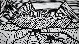 SPIRAL DRAWING - 3D ART Ship Pattern/ Line Drawing Techniques / Art Therapy