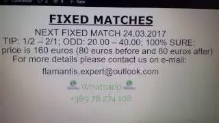 17/03/2017 Fixed match 8050 euros WON