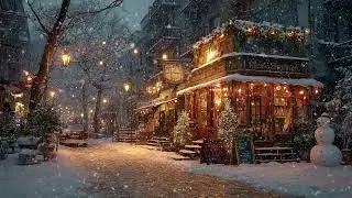 ❄️🎄Christmas Snowy Jazz Caf&eacute; | Outdoor Winter Night | Stress Relief Comfort Meditation Focus Relax
