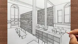 How to Draw a Library in 2-Point Perspective Step by Step
