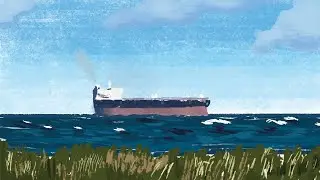 Monday doodle ☕: Color study of a ship seen in the distance
