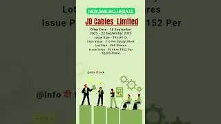 📢🚀 New SME IPO Alert : JD Cables IPO | #smeipo #latestipo #stockmarket #infoदीtalk