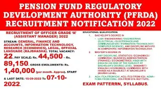 PFRDA recruitment notification 2022|Assistant manager