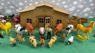 OXEN, COWS, HORSES, PIGS, HEN, ROOSTER, GOATS AND FARM