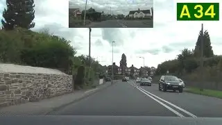 A34 Lower Heath & Rood Hill, Congleton - Southbound Front View with Rearview Mirror