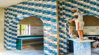 House Arch 3d Tiles Design || 3d wall tiles installation Technique || Arch || 3d Wall Tiles