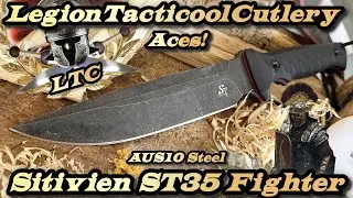 Боевой нож Sitivien ST35 с фиксированным клинком, клинок из стали AUS-10, рукоятка из G10, цельно...