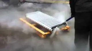 Aqua Blaster demonstration - clean cleaning enamel from a radiator