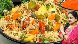 Khushbudar tasty healthy best khichdi recipe ढेरसारी सब्जियां और नये चावल की टेस्टी तेहरी#vegkhichdi