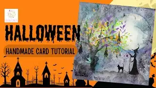 Spooky Halloween Card Tutorial | LoveAll Crafts Stencil, Cosmic Shimmer Pixie Powder & Lavinia Stamp