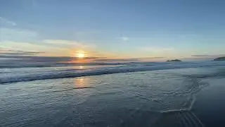 Relaxing wave sounds and sunset. Gwithian beach & Godrevy lighthouse.