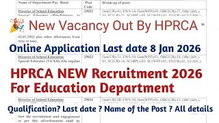 HPRCA Latest Update Notification Vacancy Out for Education Special Educator | HPRCA Recruitment 2026