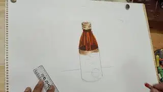A MEDICINE BOTTLE in OIL PASTELS