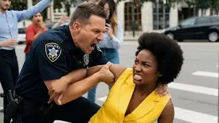 Racist Cop tackles Black Woman until the silent alert she triggers revokes his authority across all