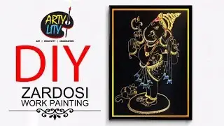 Zardosi Work Painting Tutorial | Ganesha Wall Hanging made with Zardosi Wire, Ball Chain & Kundan