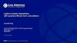 DOE NNSA SSGF 2025: Lepton-Nucleus Interactions with Quantum Monte Carlo Calculations