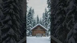 ❄️ Cozy Cabin in Snowy Forest with Sleeping Polar Bear & Cubs! 🐻❄️