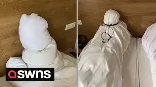 Brothers prank hotel staff by making their room towels and pillows look like DEAD BODIES | SWNS