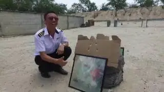 Bullet penetrate from inside car with bulletproof glass.