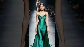 Emerald Elegance: Stunning Satin Gown Lights Up the Runway with Grace and Glamour  #runwayelegance