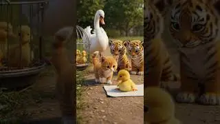 Kind Kitten and Brave Tiger Cubs Help an Injured Bird Find Safety #animals #wildlife #rescue