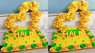 DIY Haldi Platter/Handmade Cardboard Haldi Platter Making Idea/Haldi Tray Decoration/Wedding Craft 