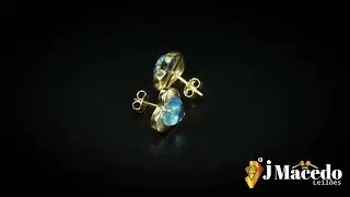 Brinco Ouro Amarelo 18k com pedras brasileiras
