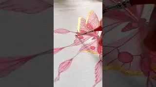 Butterfly love!Watercolor painting! Satisfying video!free tutorial @ littleheartcreates.com #shorts