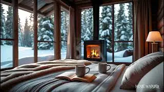 Relaxing Cozy Cabin Ambience for sleep with Fireplace Sounds 🔥☕