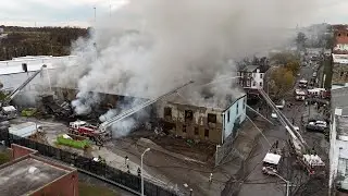 Firefighters Battle Large Commercial Building Fire in Baltimore, Maryland