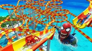 سوبرمان يقاتل فلاش Superman VS The Flash in Extreme Water Slides Challenge GTA 5 Superhero