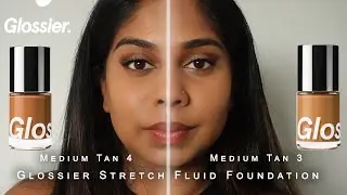 Образцы тональной основы Glossier Stretch Fluid Foundation | Оттенки Medium Tan 3 и 4 |
