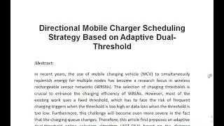 Directional Mobile Charger Scheduling Strategy Based on Adaptive Dual Threshold