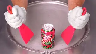 ASMR Mountain Dew - Ice Cream Rolls | MTN DEW becomes rolled fried Ice Cream on a frozen Surface