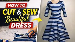 DRESS CUTTING AND STITCHING. HALF CIRCLE DRESS (PART 2)