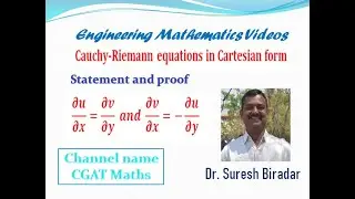 Cauchy-Riemann equations in cartesian form|Complex variable|Analytic function|18MAT41| Dr.Suresh|VTU