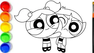 🎨Coloring Bubbles & Buttercup Cute Art For Kids, Easy Coloring, Drawing & Painting - Powerpuff Girls