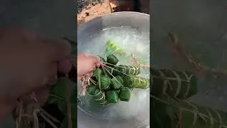 Khmer Sticky Rice Cake with Pork Filling#short