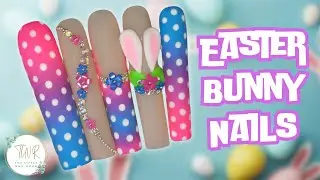 Easter Bunny Polka Dot Nails 4D UV Gel Clay Nails #bunnynails #easternails #nails #easterbunny