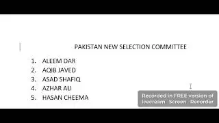 PAKISTAN NEW SELECTION COMMITTEE MEMBERS.