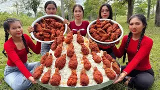 Amazing cooking chicken leg crispy with tomato sauce and rice in my family