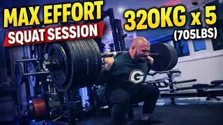 MAX EFFORT SQUAT SESSION 💀 320KG x 5 (705LBS) | Brutal Leg Day