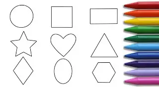 How to draw Circle Square Rectangle Star Heart Triangle Diamond Oval Hexagon shapes &Color for kids