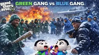 Shinchan Green Gang vc Frankline Blue Gang Snow Challenge In Gta 5 