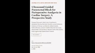 Ultrasound Guided Parasternal Block for Perioperative Analgesia in Cardiac Surgery: A... | RTCL.TV
