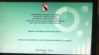 RESOLUÇÃO DE EXERCÍCIO, RELACIONANDO MATEMÁTICA E CIÊNCIAS