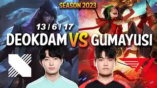 DRX Deokdam vs T1 Gumayusi - Deokdam APHELIOS vs JINX ADC - KR Ranked