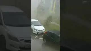 Car damage in parking #disaster #catastrophe #car #Accident