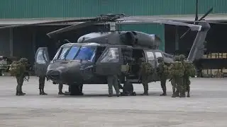 2 Black Hawk Combat Utility helicopters of Phil. Air Force participates in the Air Assault Exercise